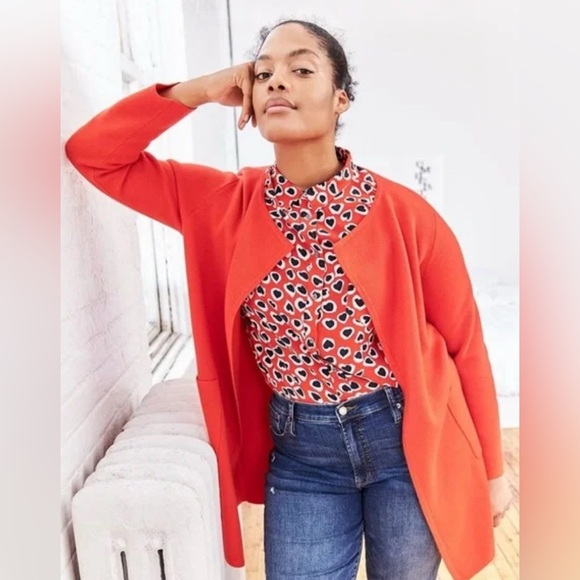 NWT J.Crew Factory Juliette Collarless Sweater Blazer – Size Small Red-Orange | - Picture 1 of 12